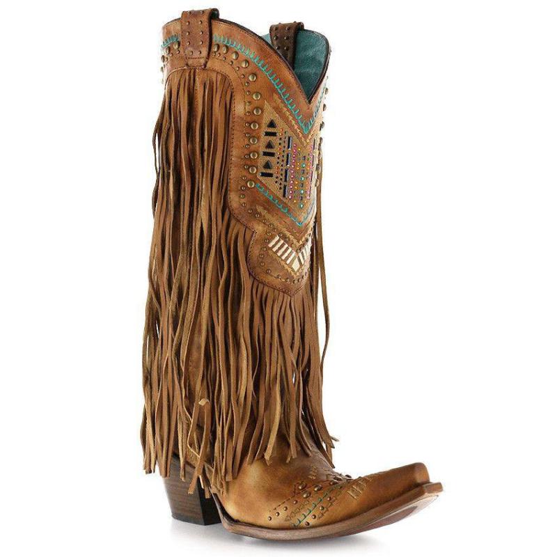 Square Heel Square Toe Slip-On Retro Mid-Calf Boots
