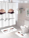 Stylish Rose Gold Eyelash Makeup Print Bath Curtain