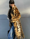 Long Thick Fluffy Faux Fur Tiger Print Coat