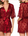 Lace See-through Nightgown With a Deep V-neck