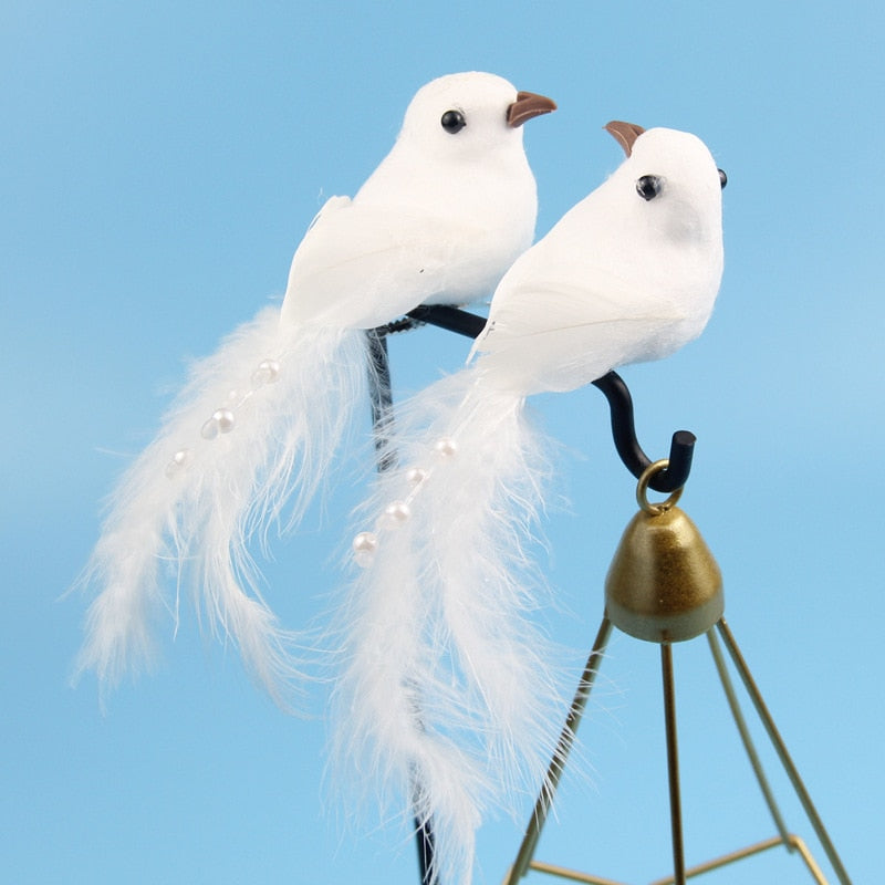 2PC White Simulation Dove Imitation Bird