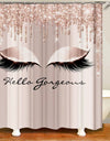 Stylish Rose Gold Eyelash Makeup Print Bath Curtain