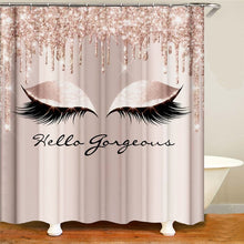 Load image into Gallery viewer, Stylish Rose Gold Eyelash Makeup Print Bath Curtain
