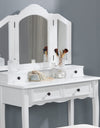 Wooden Vanity Make Up Table and Stool Set With Table Mirrors