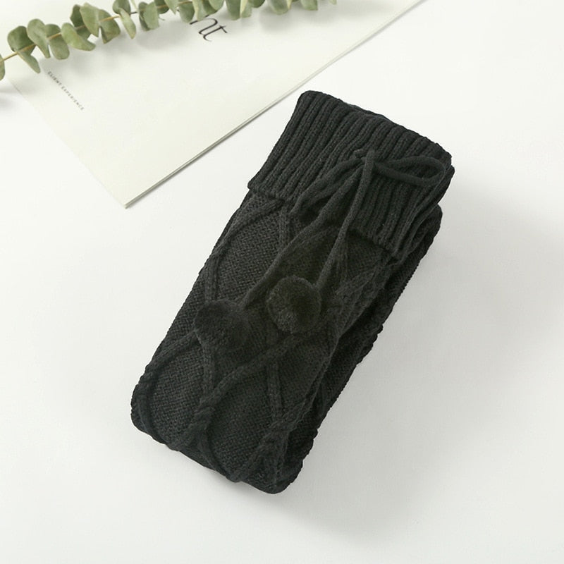 1Pair Braided Bowknot Knee High Long Sock Stockings