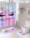 Stylish Rose Gold Eyelash Makeup Print Bath Curtain