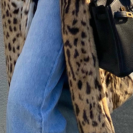 Long Thick Fluffy Faux Fur Tiger Print Coat