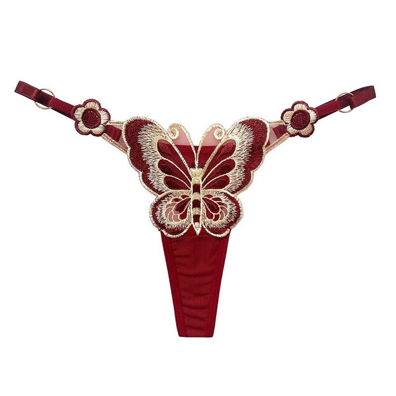 Cute Butterfly Embroidery Women Thongs