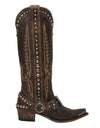Thick Heel Metal Belt Buckle Rivet Embroidery Western Boots