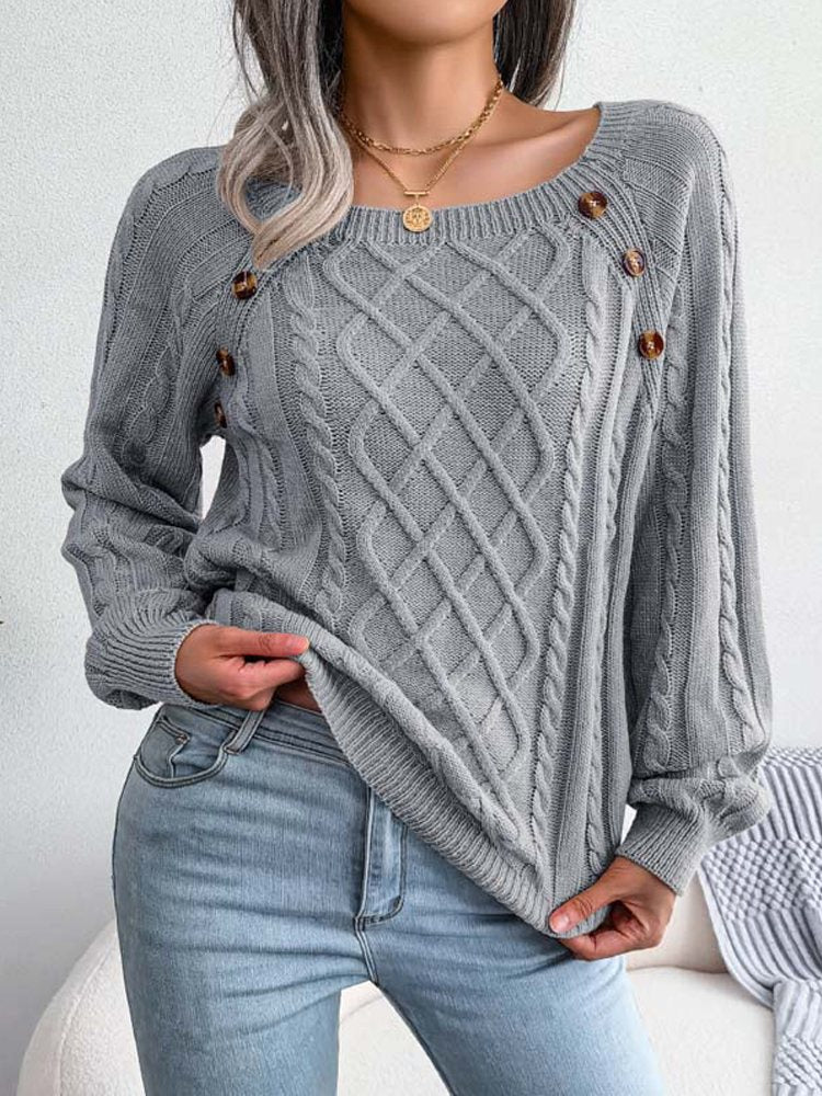 Knitted Acrylic Loose Long Sleeve Sweater