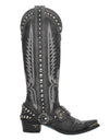 Thick Heel Metal Belt Buckle Rivet Embroidery Western Boots