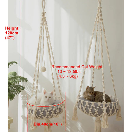 Big 40x120cm Cat Hammock Window Macramé Pet Bed