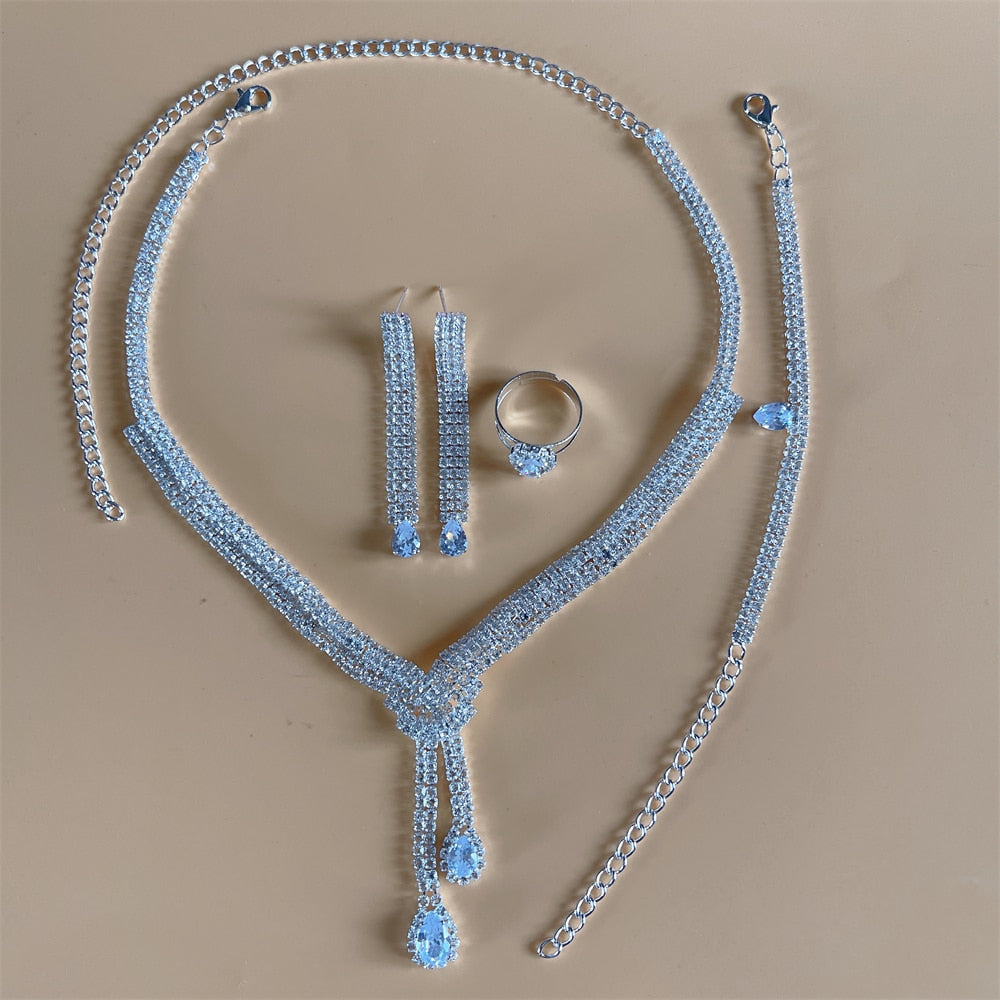 Silver Color Rhinestone Crystal Bridal Jewelry Sets
