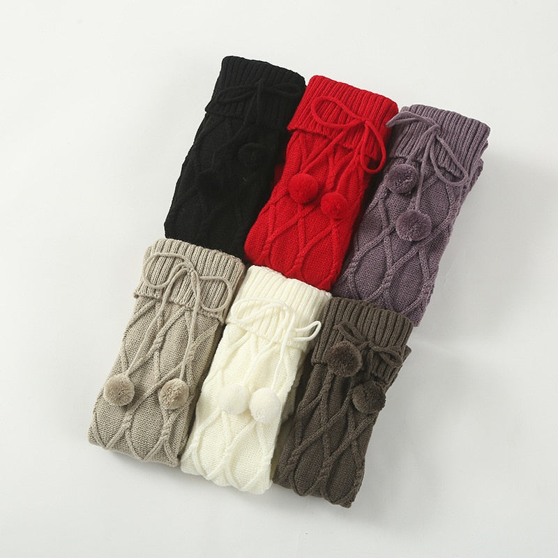 1Pair Braided Bowknot Knee High Long Sock Stockings