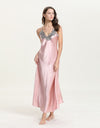 Long Chemise Lace Satin Nightgown