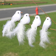 將圖片載入圖庫檢視器 2PC White Simulation Dove Imitation Bird
