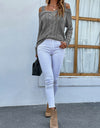 Off Shoulder Twist Pullover Sweater