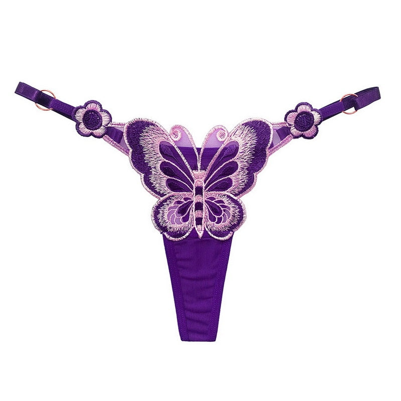 Cute Butterfly Embroidery Women Thongs