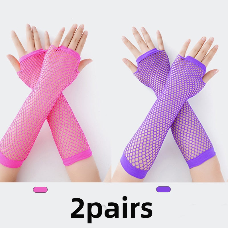 Fishnet Fingerless Long Gloves