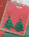 Fashion Green Red Color Star Ball Christmas Earring Women