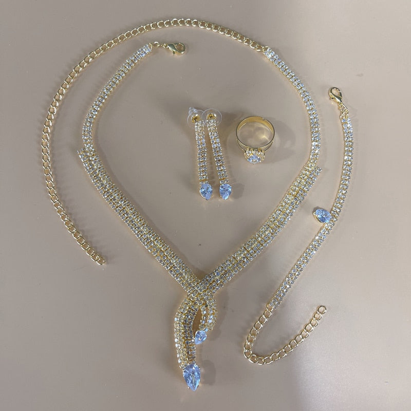 Silver Color Rhinestone Crystal Bridal Jewelry Sets