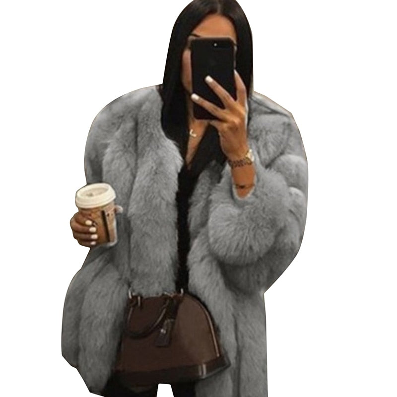 High Quality Elegant Thick Warm Fur Coat
