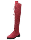 Cross Strap Suede Leather Knee High Boots