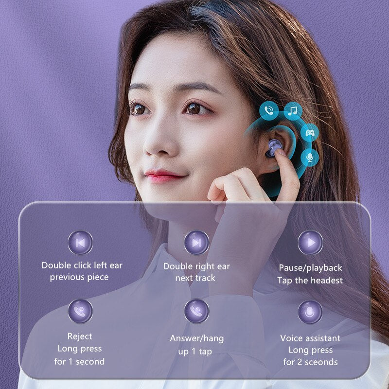 Wireless Headphone Touch Headset with Microphone Power Bank 2000mAh