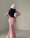 Zipper Lapel Slim V Neck Fishtail Dress