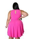 Solid Color V Neck Dress