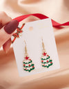 Fashion Green Red Color Star Ball Christmas Earring Women