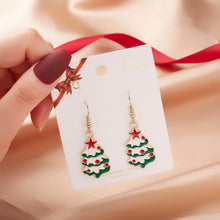 Carica l&#39;immagine nel visualizzatore di Gallery, Fashion Green Red Color Star Ball Christmas Earring Women
