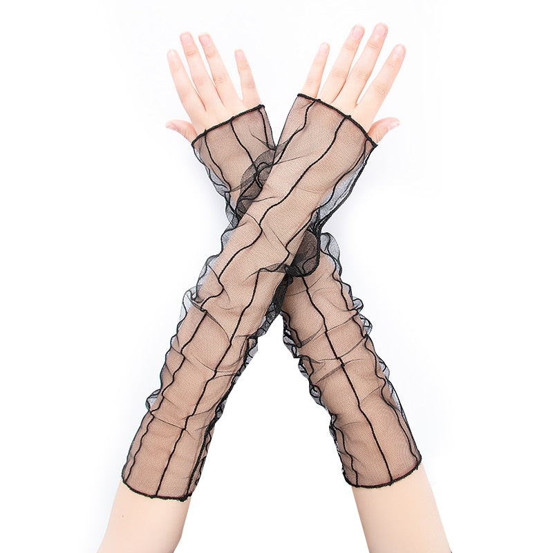 Fishnet Fingerless Long Gloves