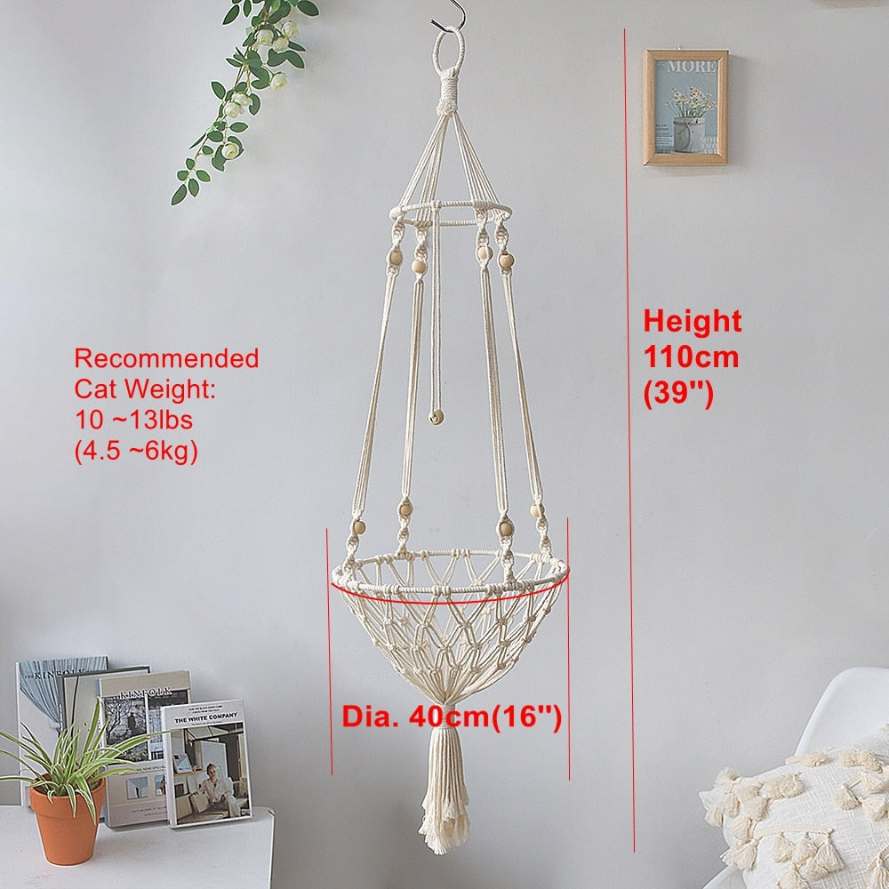 Big 40x120cm Cat Hammock Window Macramé Pet Bed