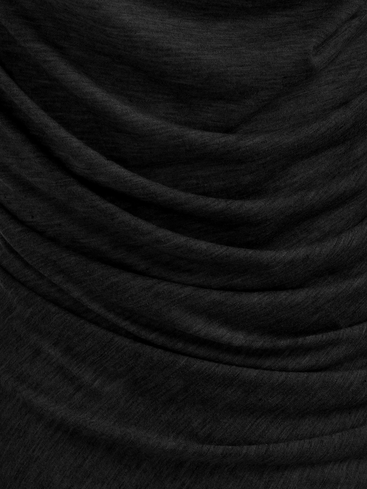 Cowl Neck Mock Button Long Sleeve Marled Top