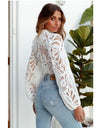 Elegant Long Sleeve Lace Blouse Crochet