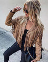 Fringed Hem Tassel Cardigan Crop Top