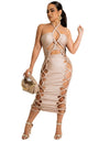 Hollow Out Lace Up Sleeveless Dresses
