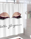 Stylish Rose Gold Eyelash Makeup Print Bath Curtain