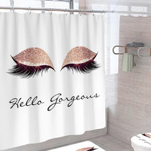 Load image into Gallery viewer, Stylish Rose Gold Eyelash Makeup Print Bath Curtain
