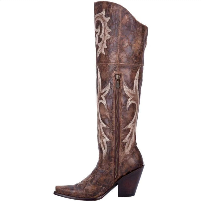 Chunky High Heel Cowgirl Boots