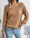 Knitted Acrylic Loose Long Sleeve Sweater