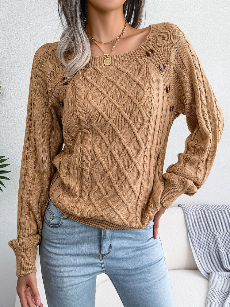 Knitted Acrylic Loose Long Sleeve Sweater