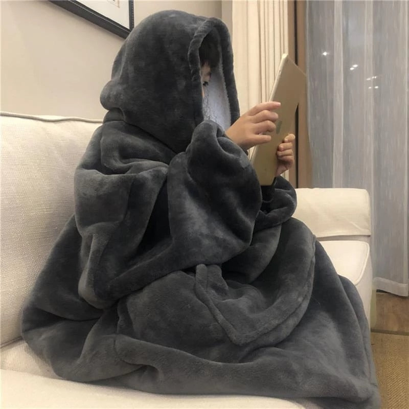 Wearable Warm TV Blanket with Sleeves