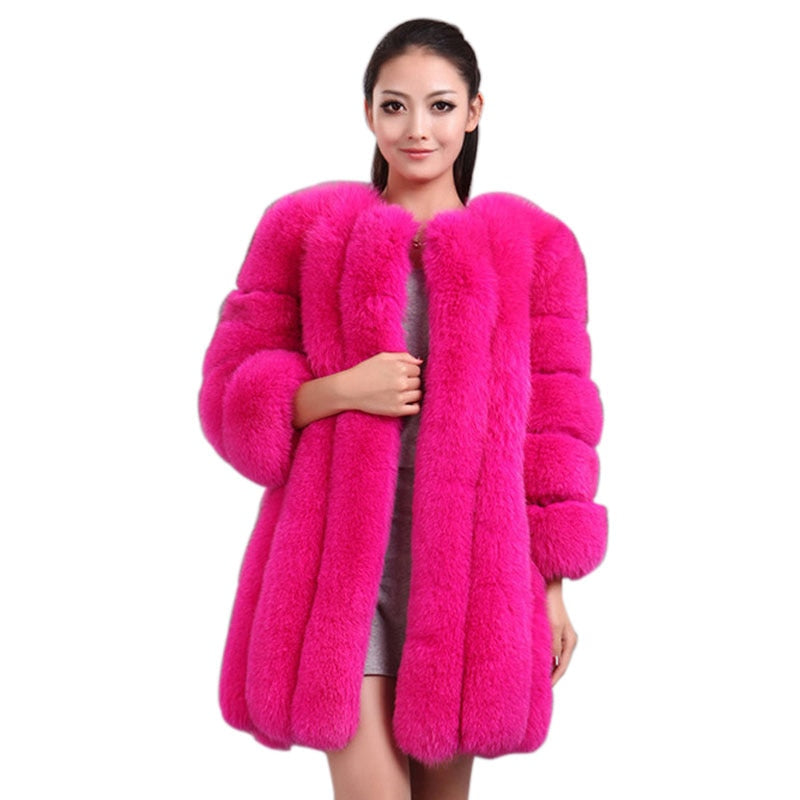 Faux Fur Winter  Elegant Thick Overcoat