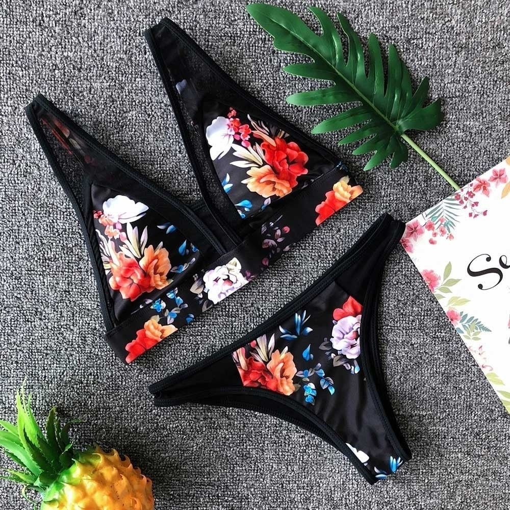 Two-piece Floral Print Bikini Set XS-8XL