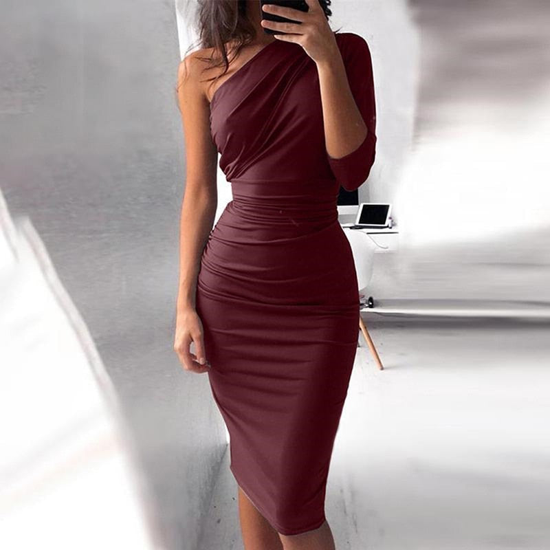 Sleeveless Shoulder Ruffle Hem Twist Slit Dress