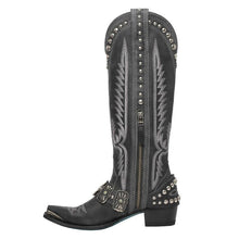 Load image into Gallery viewer, Thick Heel Metal Belt Buckle Rivet Embroidery Western Boots
