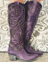 Chunky Heel Rivet Pointed Toe Western Boots