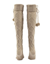 1Pair Braided Bowknot Knee High Long Sock Stockings